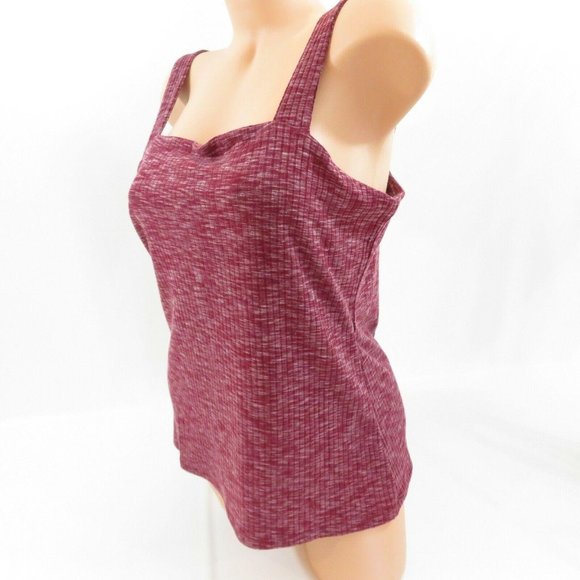 Bobeau Knit Tank Top Square Neck Red White Marled - Picture 6 of 10
